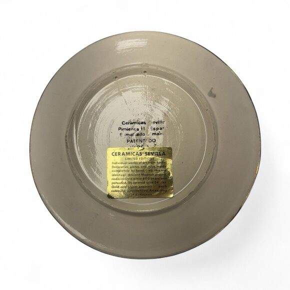 Ceramicas Sevilla Handmade Decorative Wall Plate 24k Gold And Enamel Spain - Picture 2 of 4